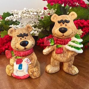 🎄Vintage Ceramic Christmas Bear Set🎄